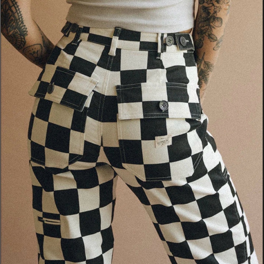 P&Co SERVICE FATIGUE PANTS - BLACK CHECKERBOARD